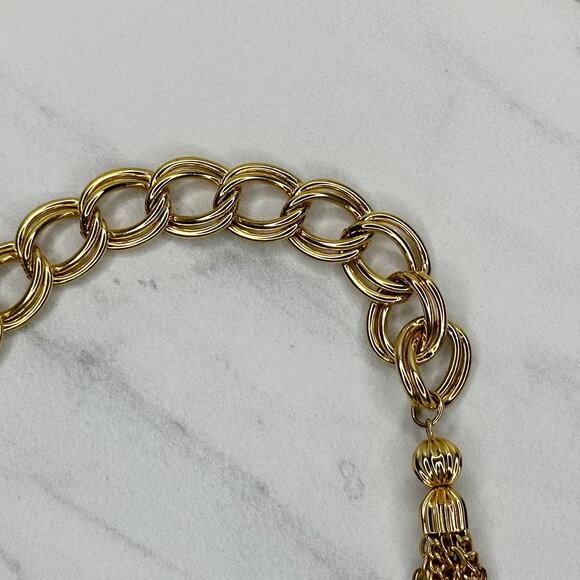 Gold Tone Chain Belt Tassel Charm Y2K Festival Style Extra Small/Small ✨ - Picture 10 of 11